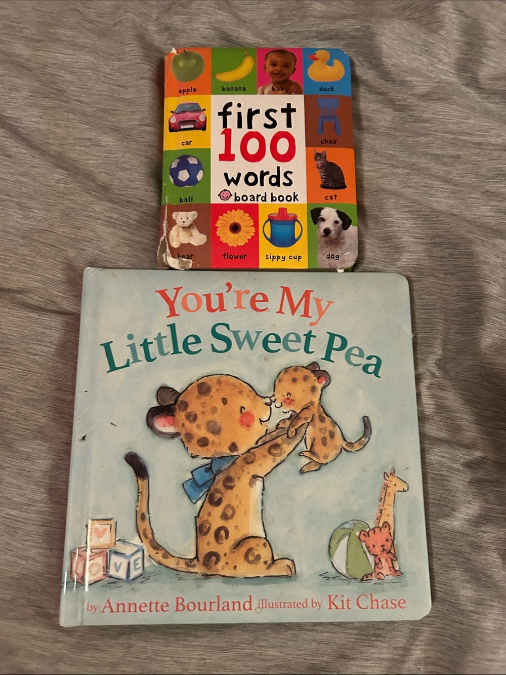 First 100 word board book and You’re My Little Sweet Pea book